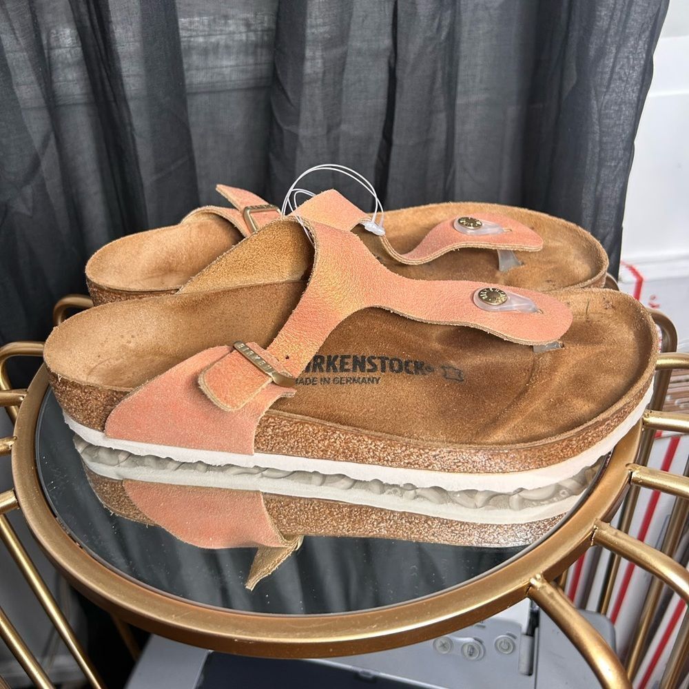 birkenstock washed metallic pink
